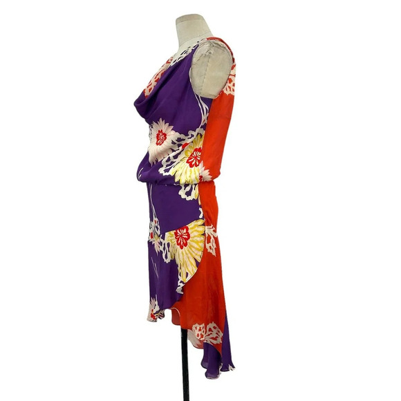 Anthropologie Corey Lynn Calter Dress Cowl Neck Floral Purple Red Size Large - Picture 4 of 6